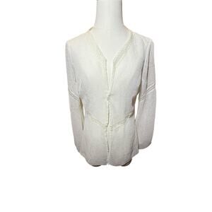 Vintage Lacey Sheer Blouse Bell Sleeve Fairy Cottagecore Single Button Y2K Med